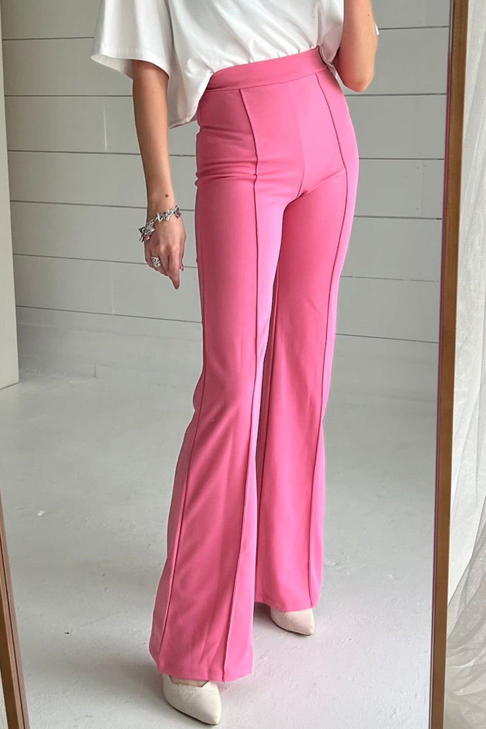 Sachet Pink High Waist Flared Pants