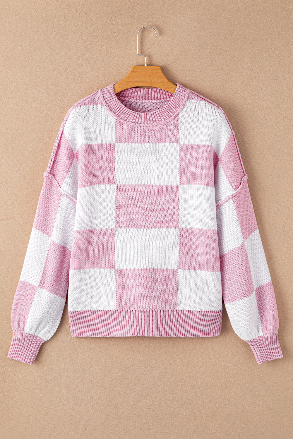 Pink Checkered Sweater