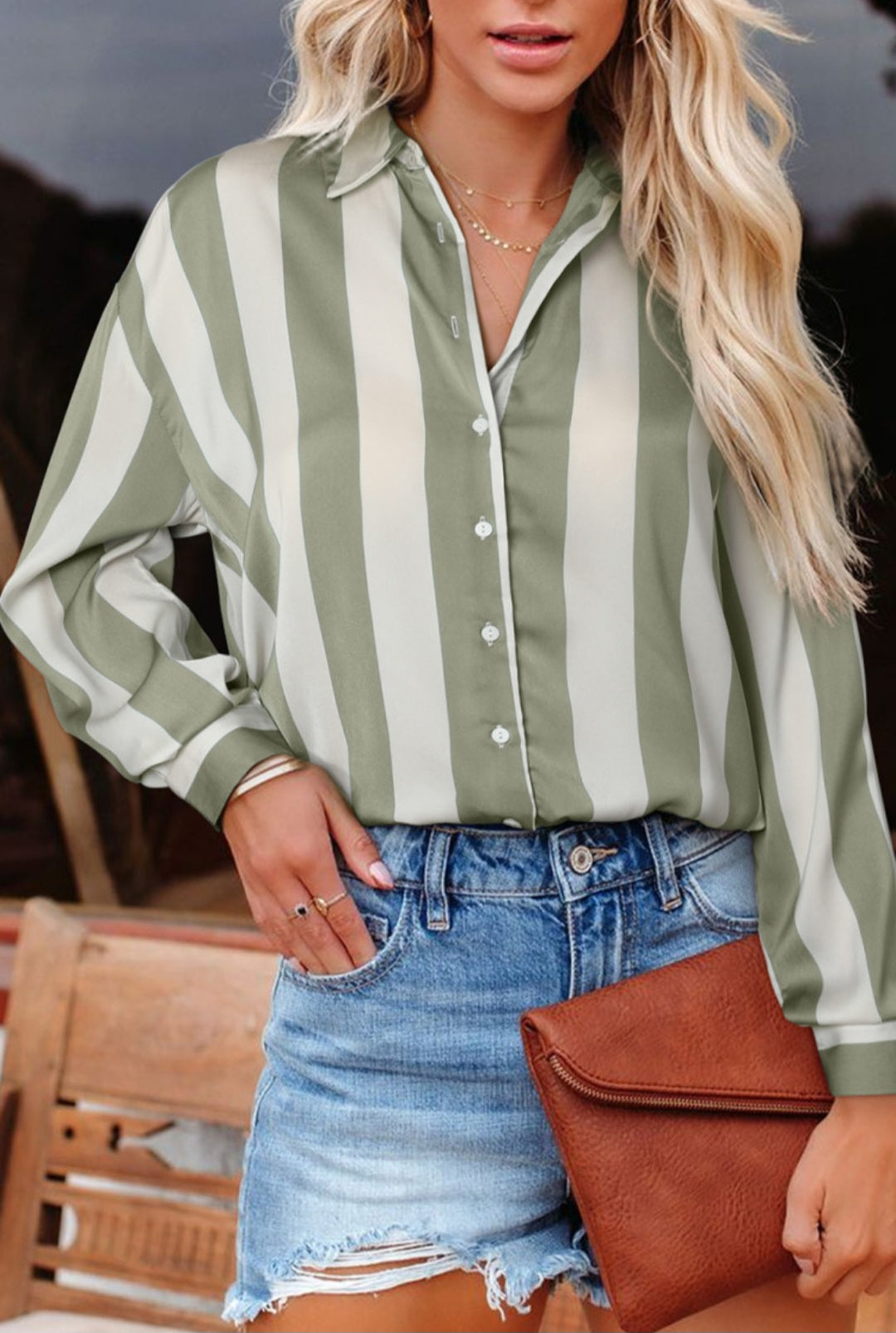 Green & Cream Top