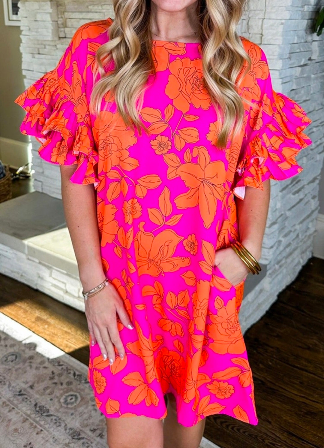 Pink & Orange Mini Dress S