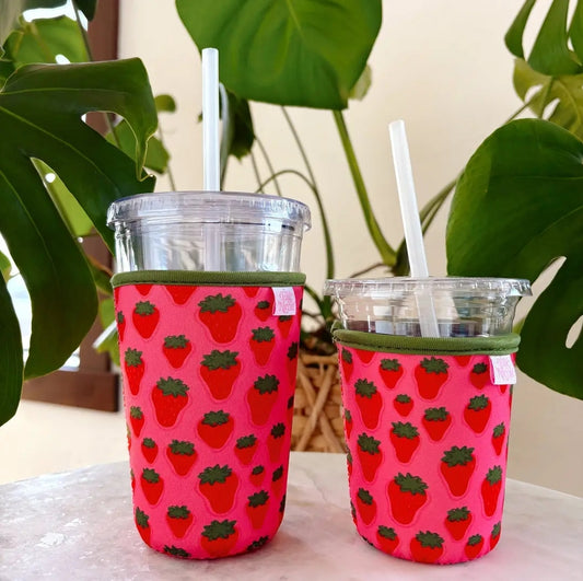 Strawberry Iced Coffee Cup Cover