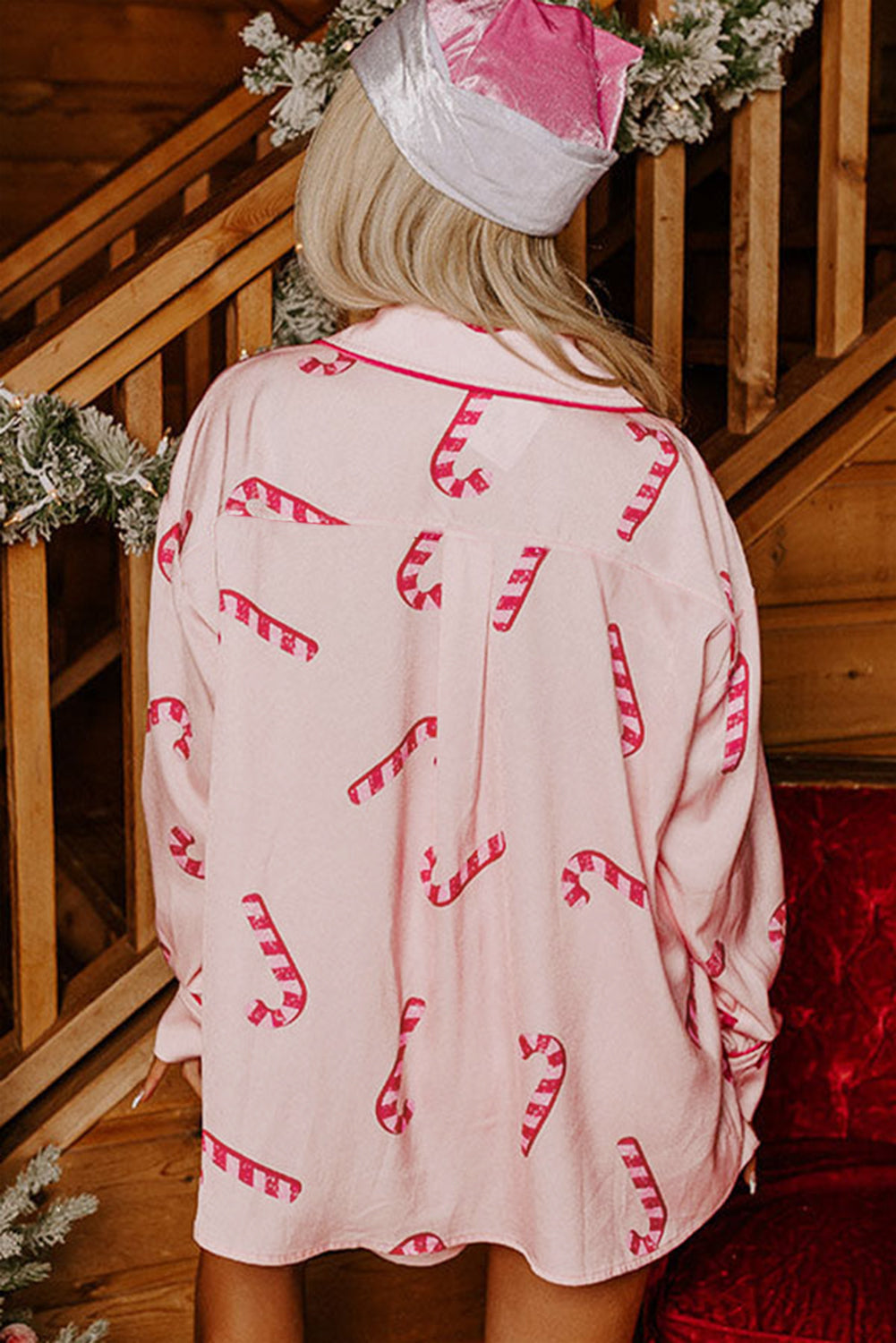 Pink Christmas Candy Cane Pajamas