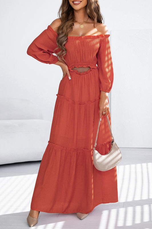 Orange Ruffled Maxi Dress