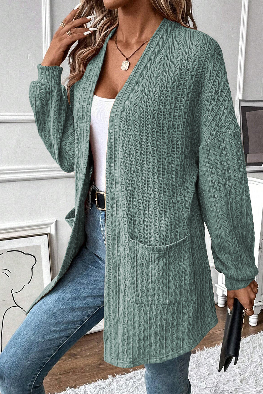 Canton Textured Open Front Cardigan