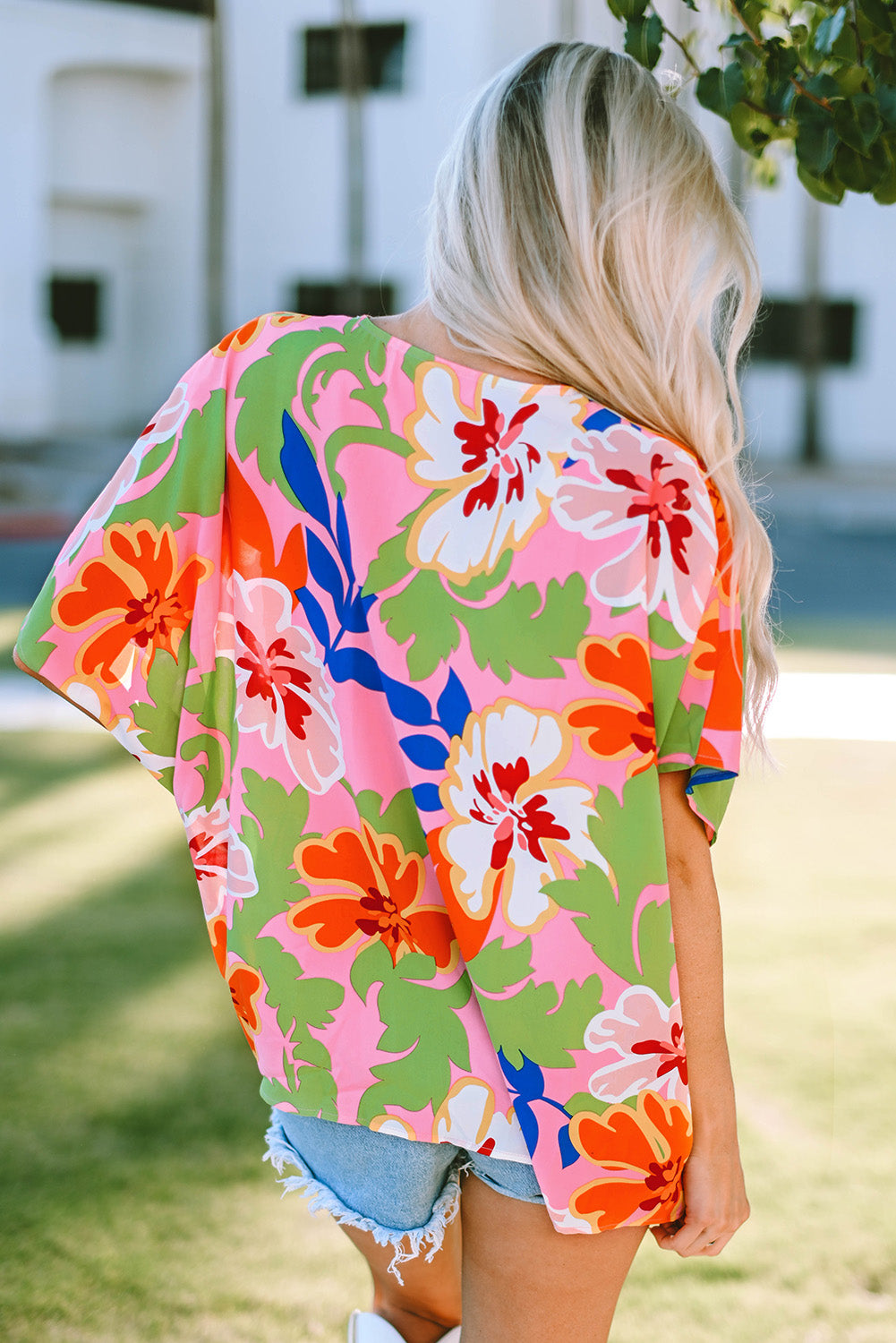 Pink & Orange Floral Print Top