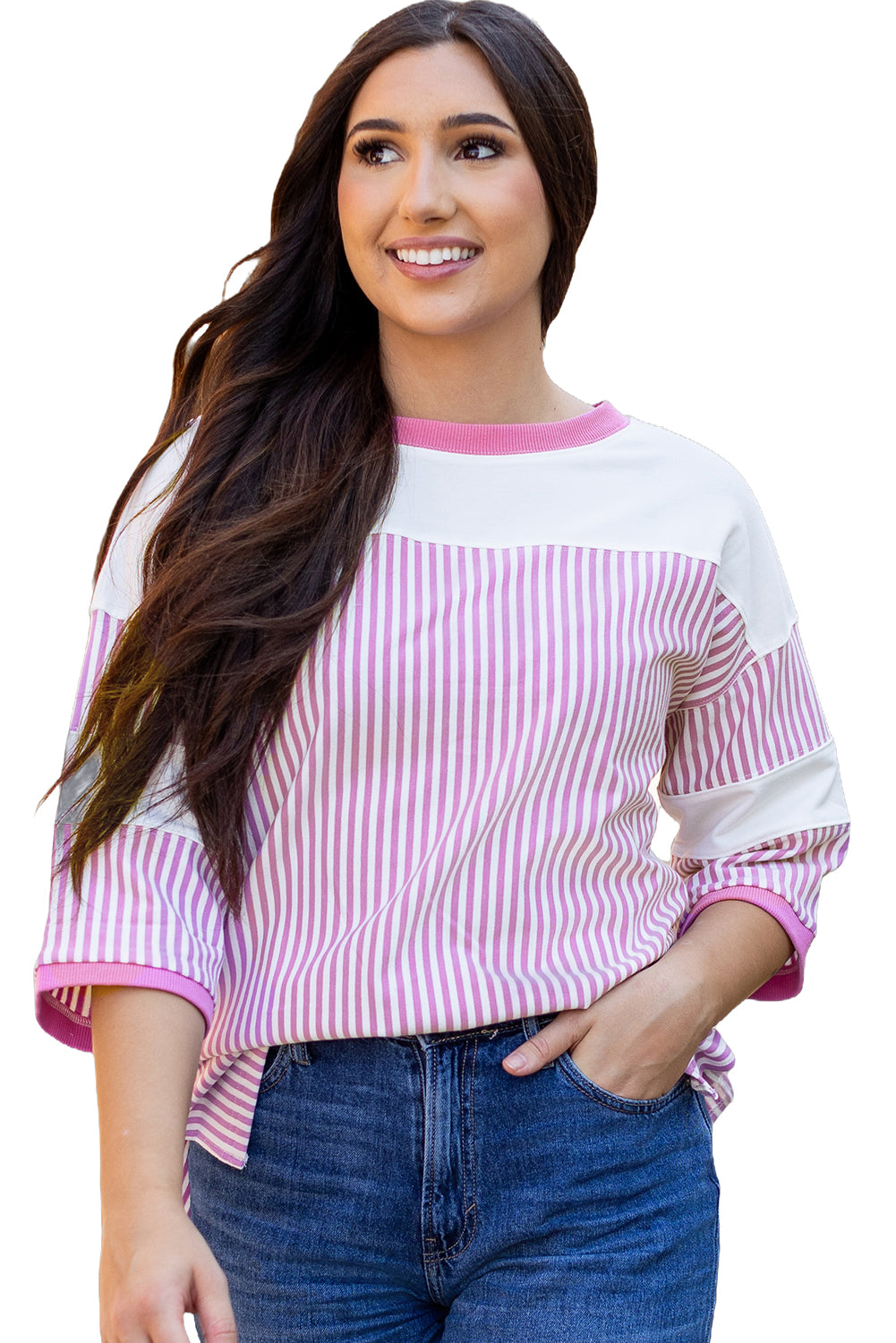 Purple Striped Casual Top