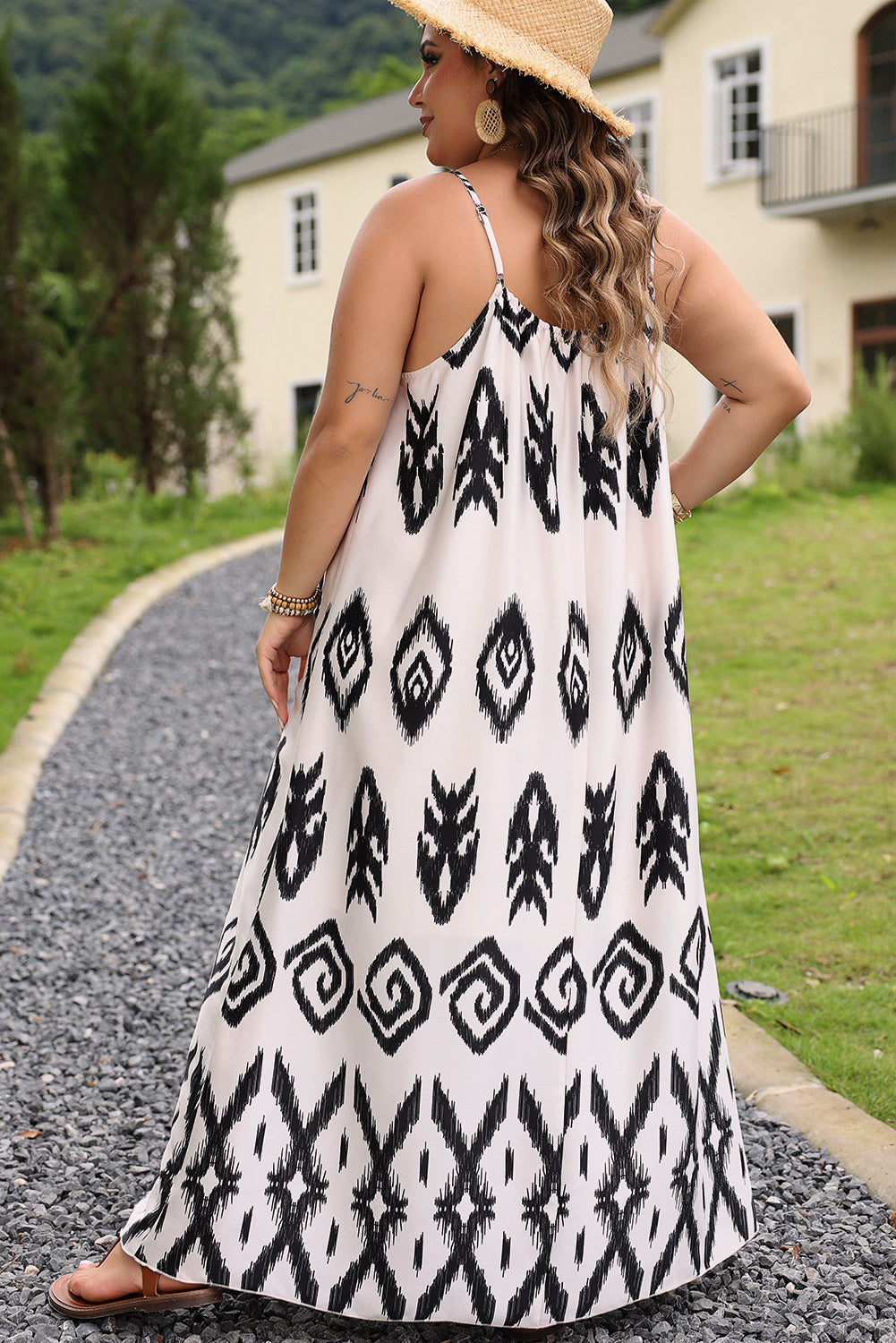 Black Plus Size Western Halter Maxi Dress