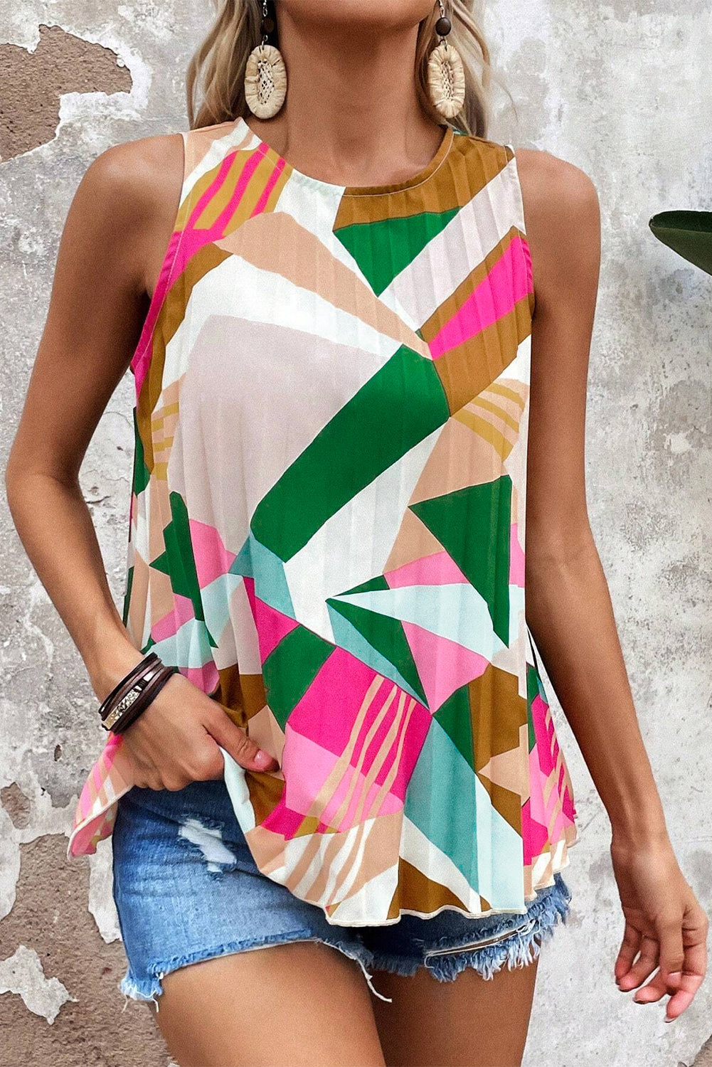 Multicolour Geometric Printed Top