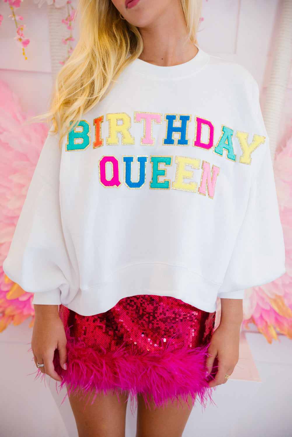 White BIRTHDAY QUEEN Sweatshirt