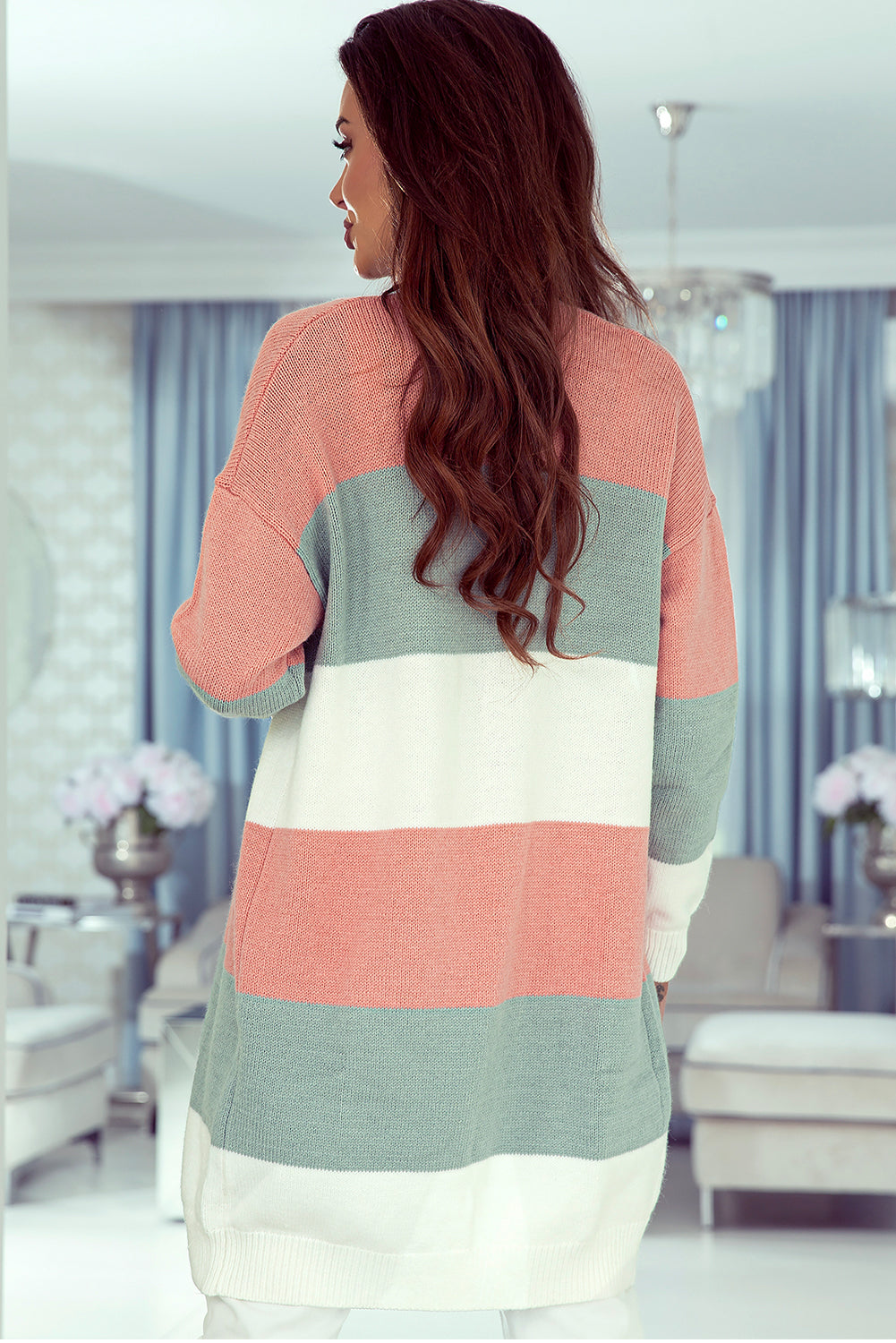 Mint & Peach Stripe Cardigan