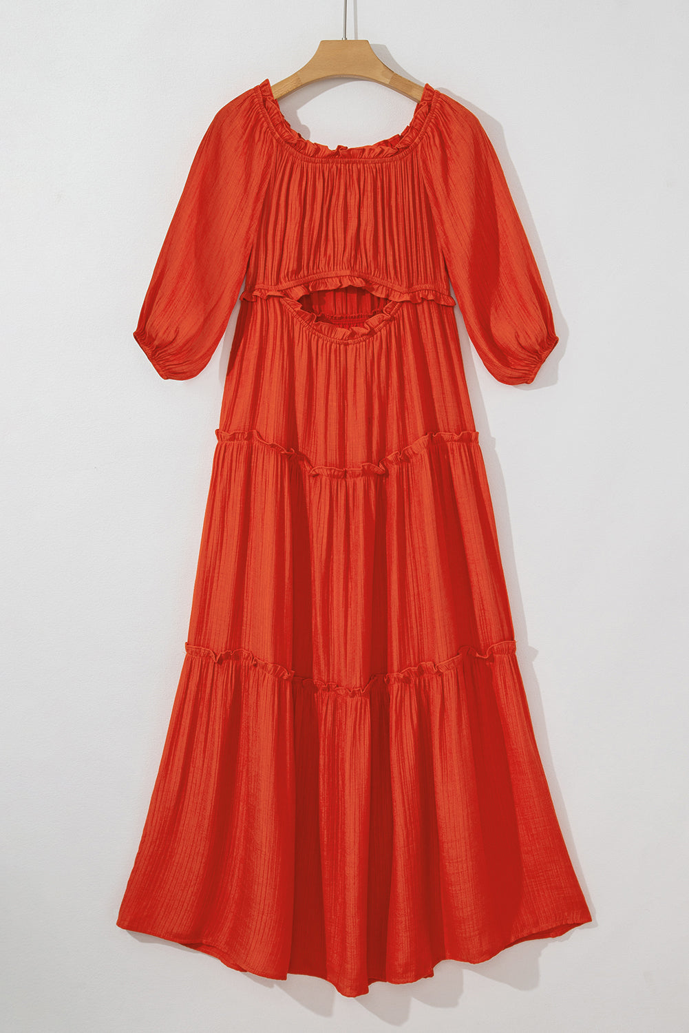 Orange Ruffled Maxi Dress