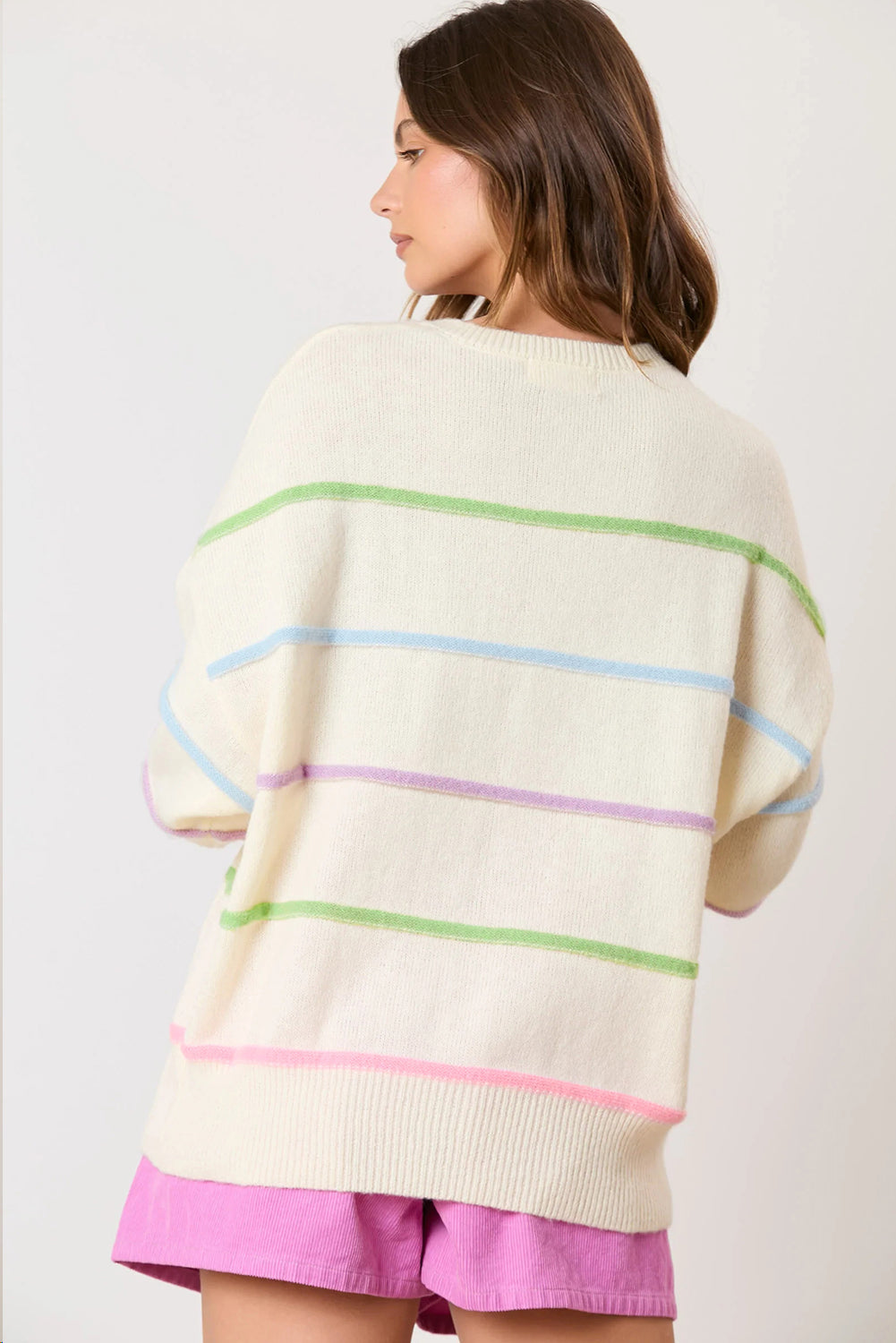 White Rainbow Stripes Sweater