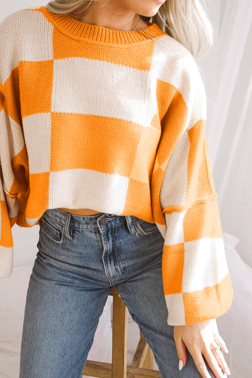 Orange Checkered Sweater