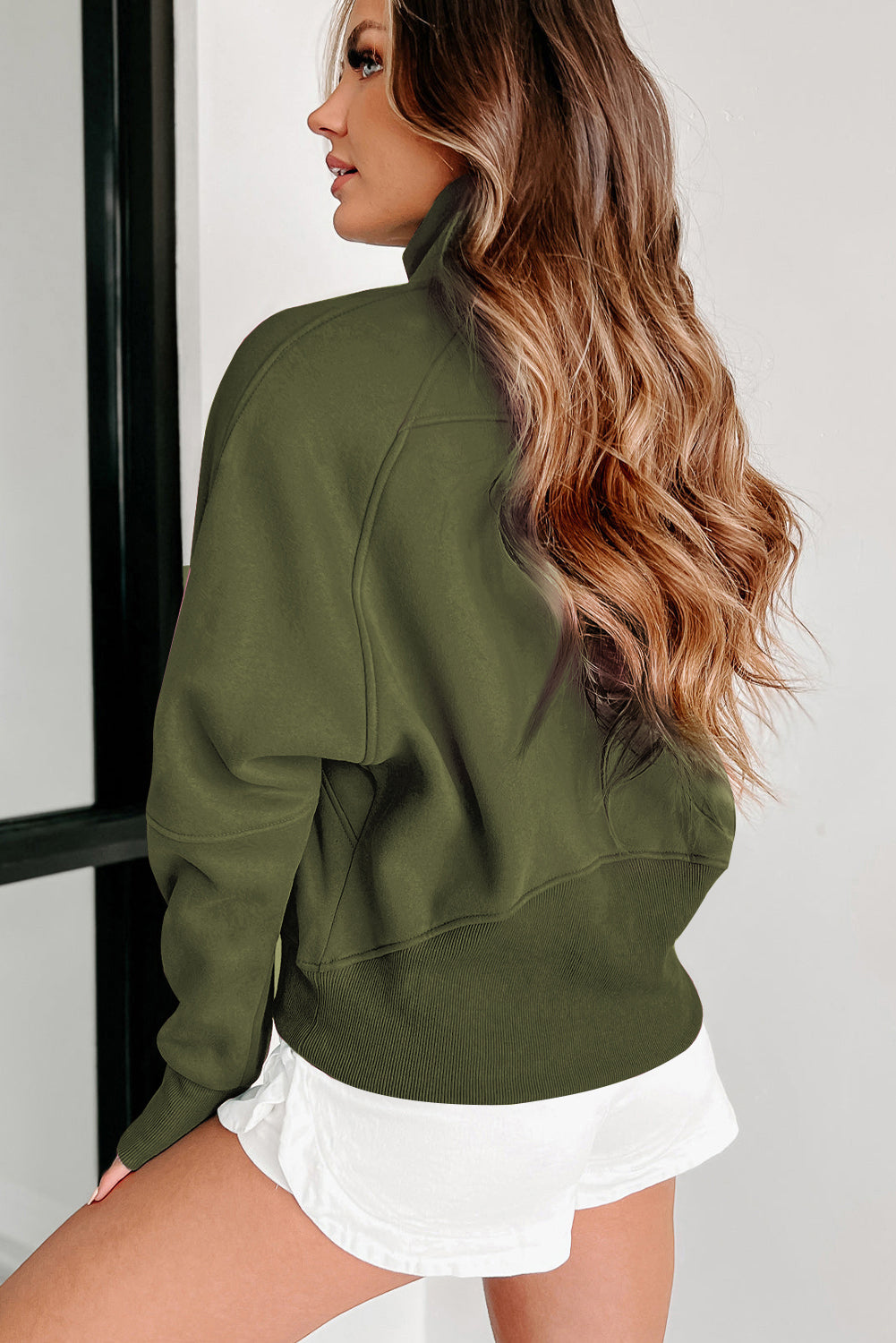 Green Fleece Lined Zip Up Sweatshirt