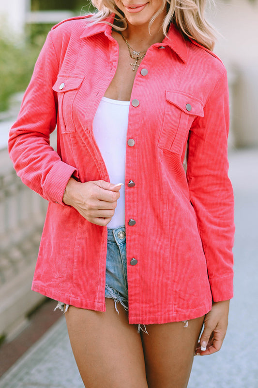 Pink Buttoned Corduroy Jacket