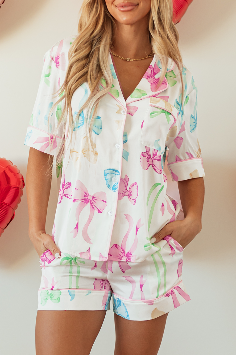 White Bowknot Pajamas