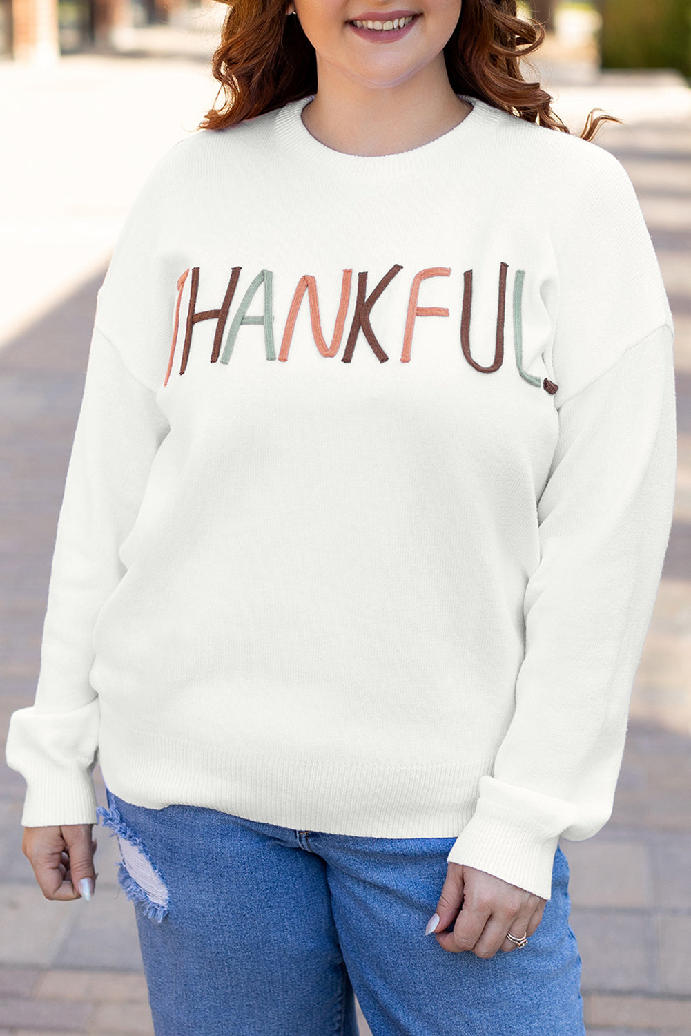 Thankful Ivory Plus Size Sweater