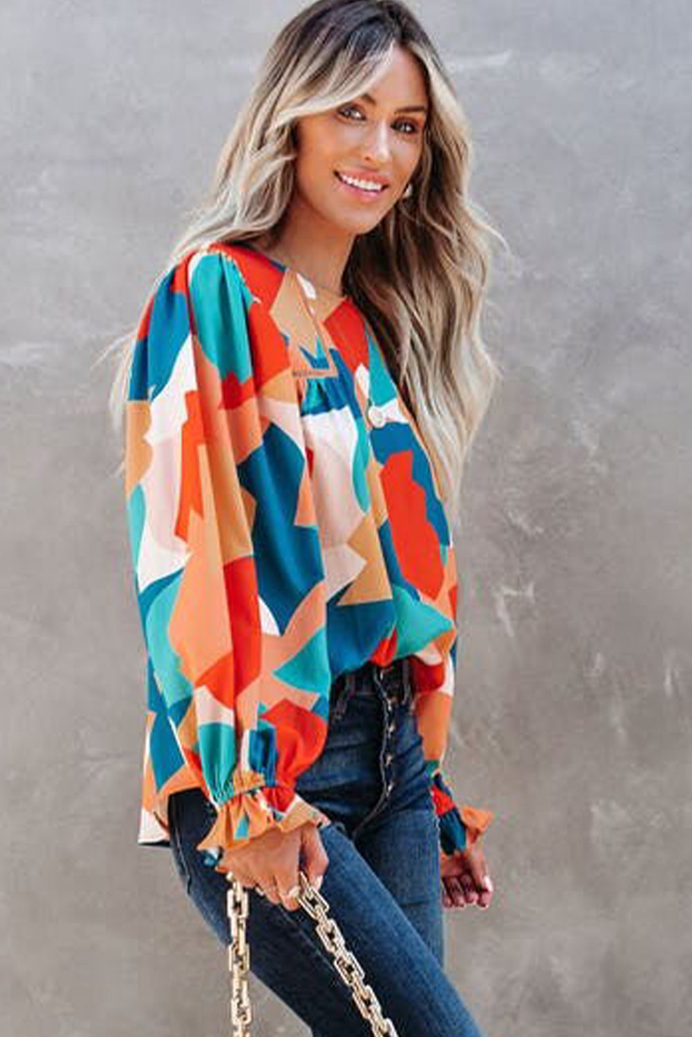 Multicolor Abstract Pattern Top