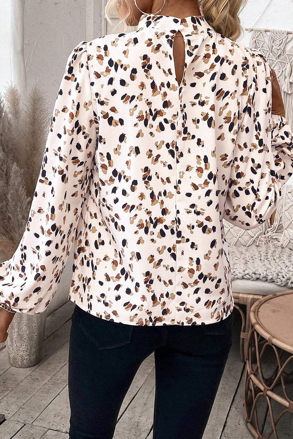 White Leopard Print Top