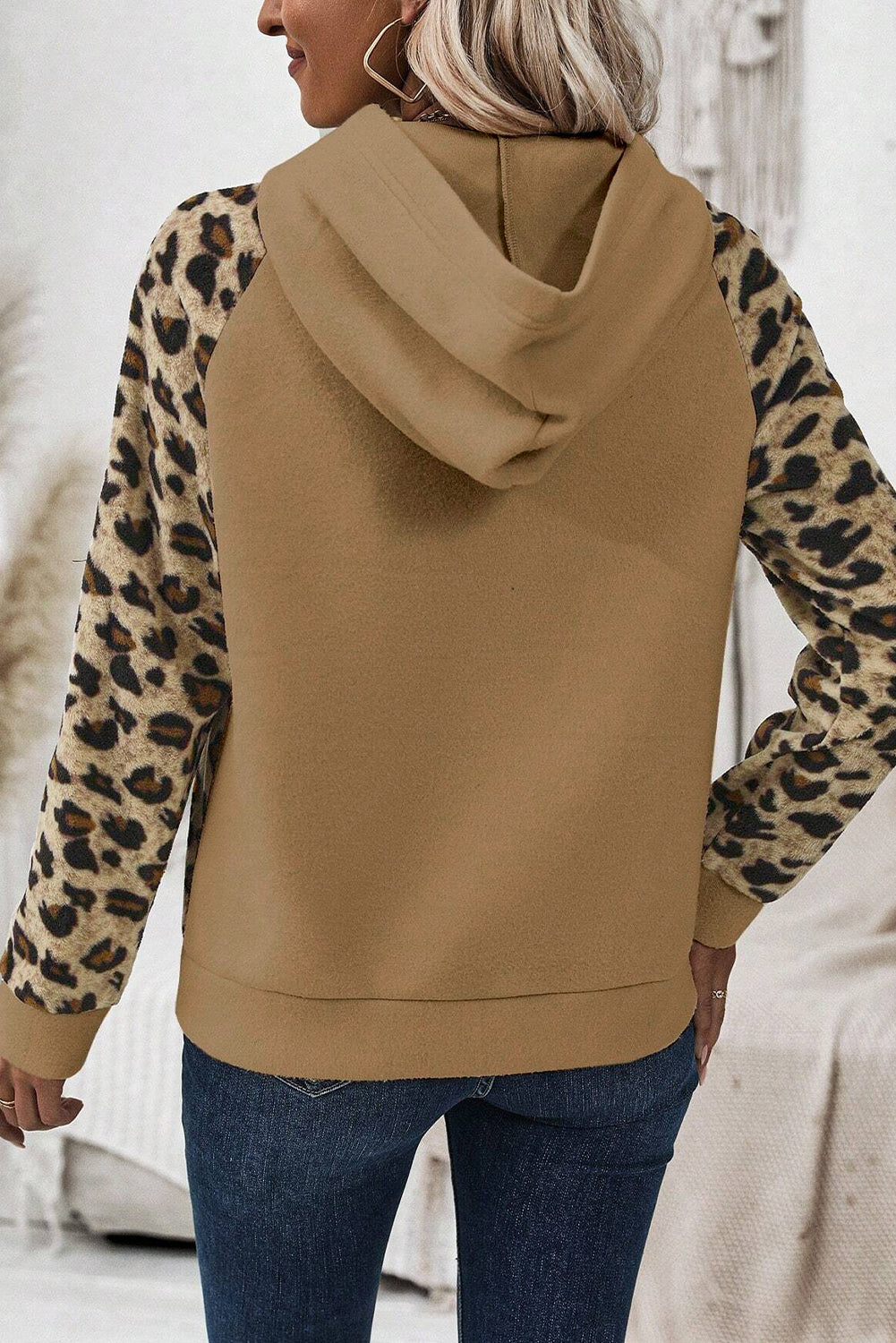 Beige Leopard Print Hoodie