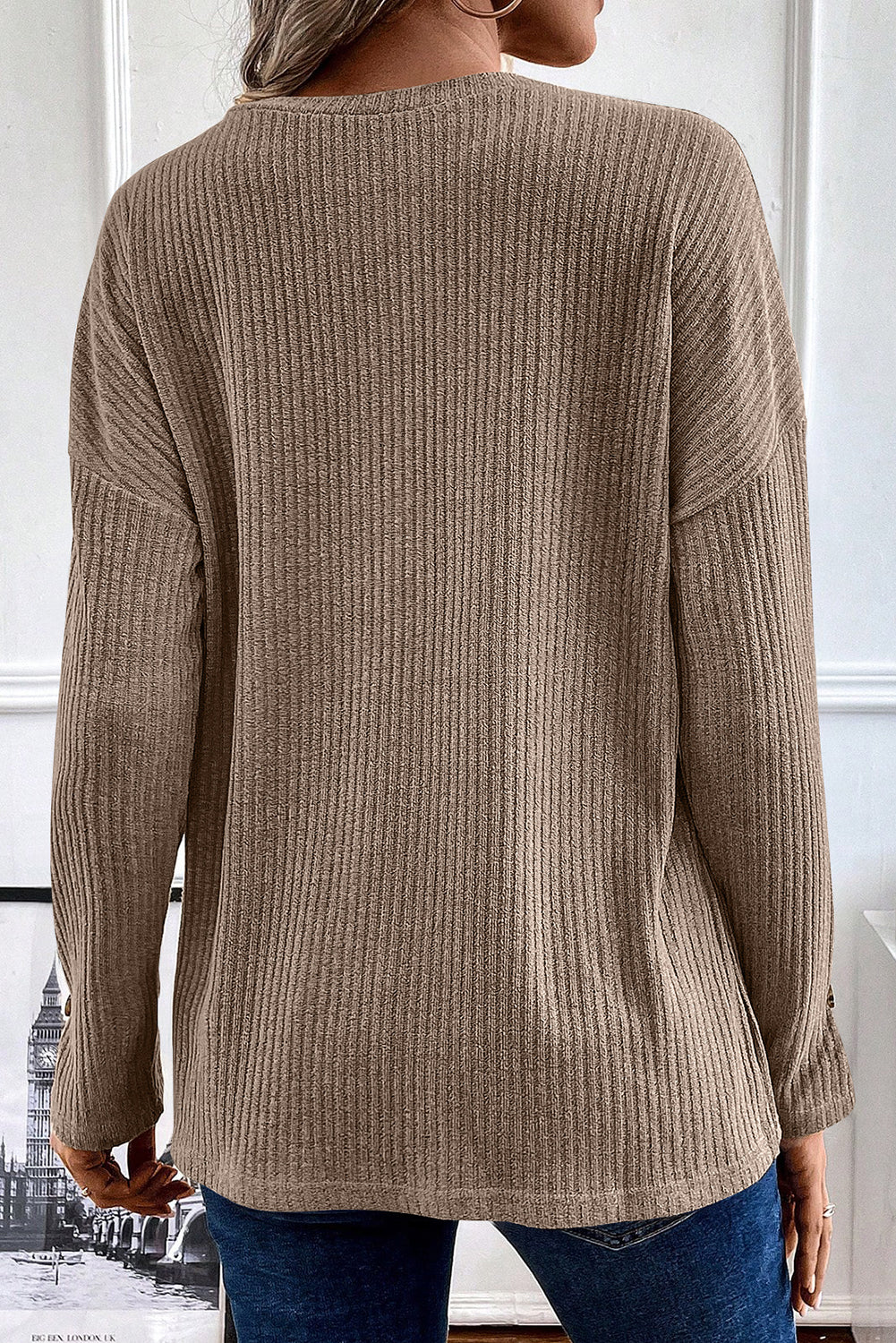 Pale Khaki Textured Knit Top