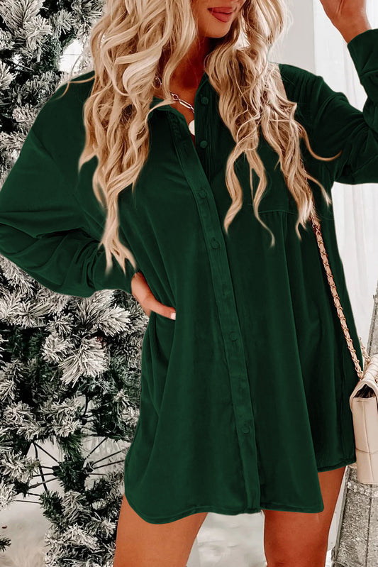 Blackish Green Velvet Mini Dress