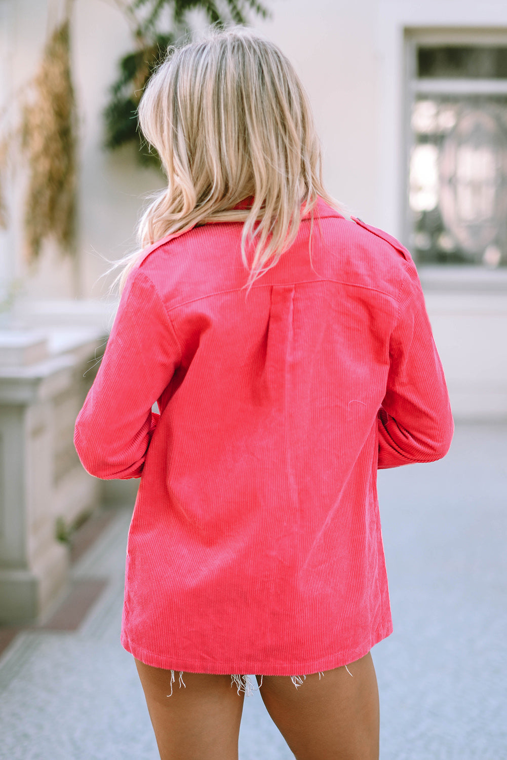 Pink Buttoned Corduroy Jacket