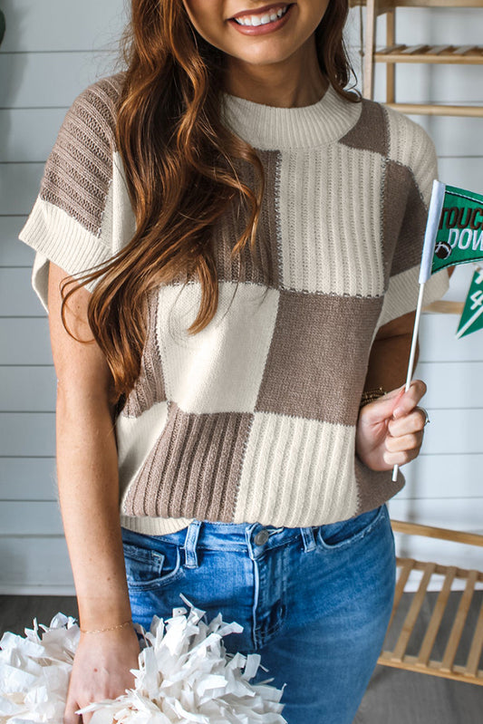 Khaki Checkered Sweater