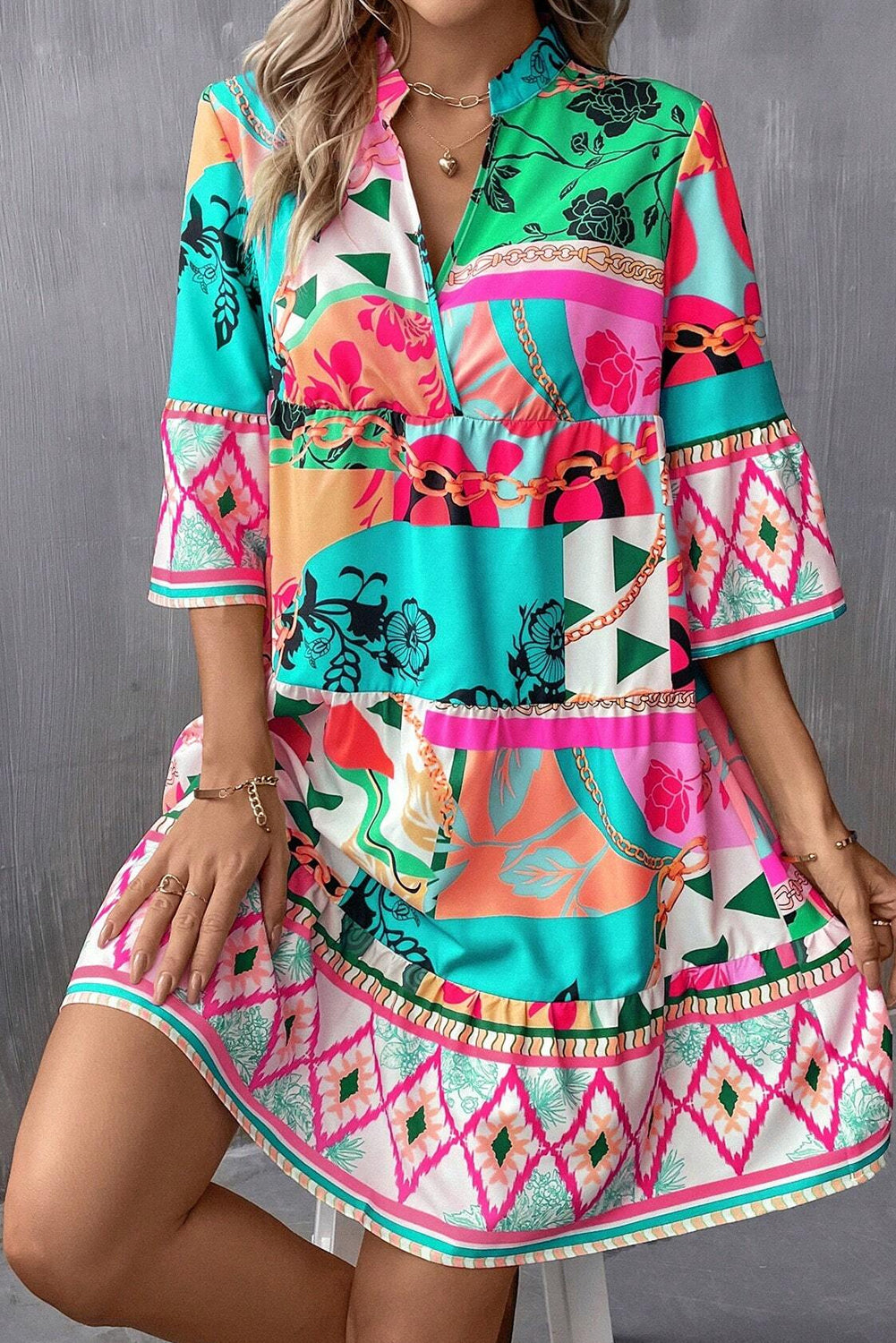 Multicolor Abstract Dress