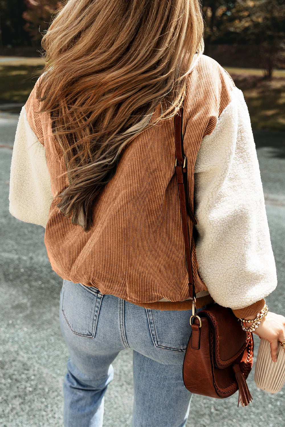 Tan Corduroy Bomber Jacket