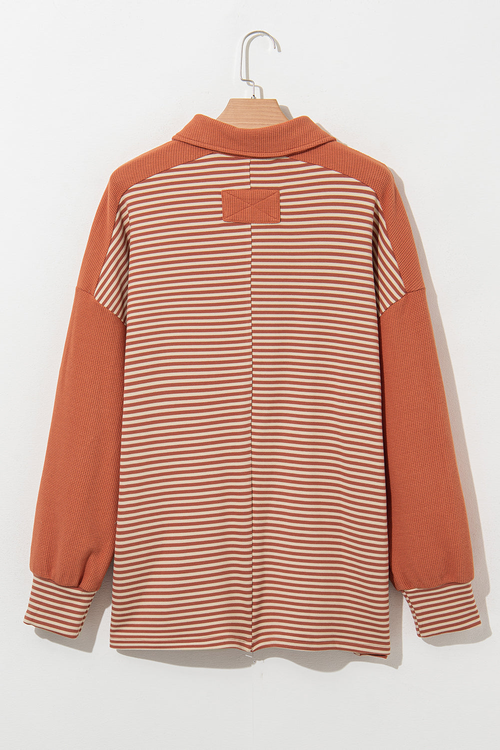 Stripe Textured Patched Plus Size Sweatshirt