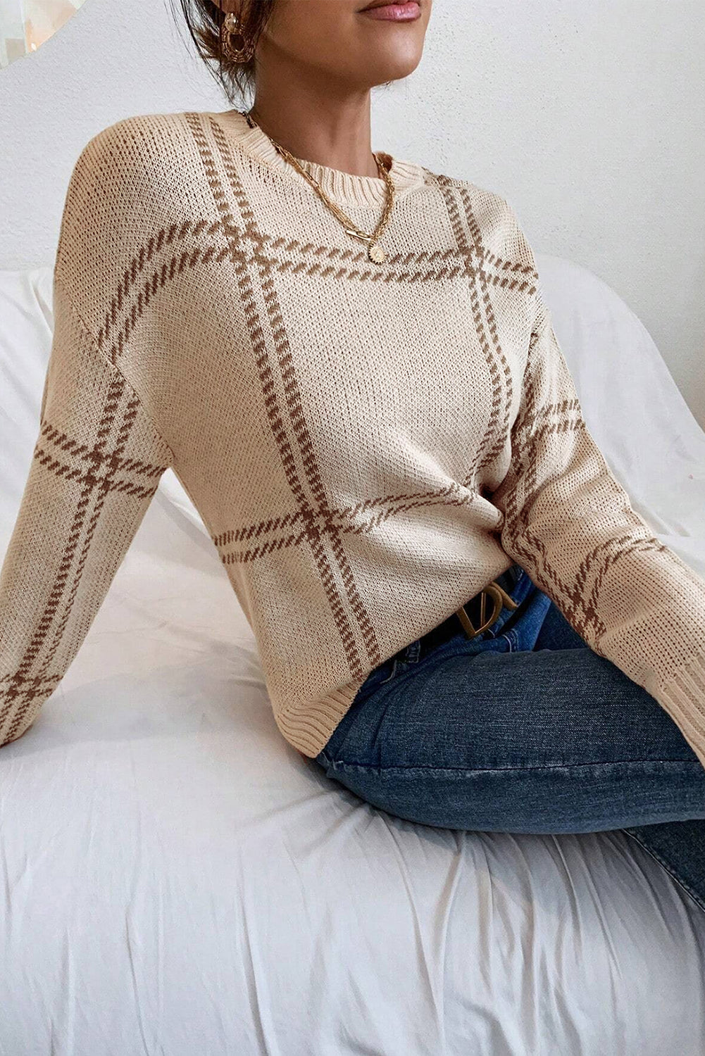 Khaki Plaid Sweater