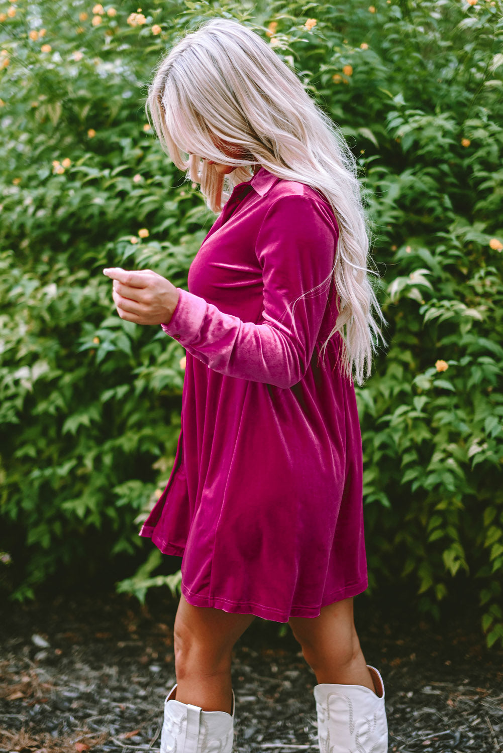 Rose Ruffle Velvet Dress