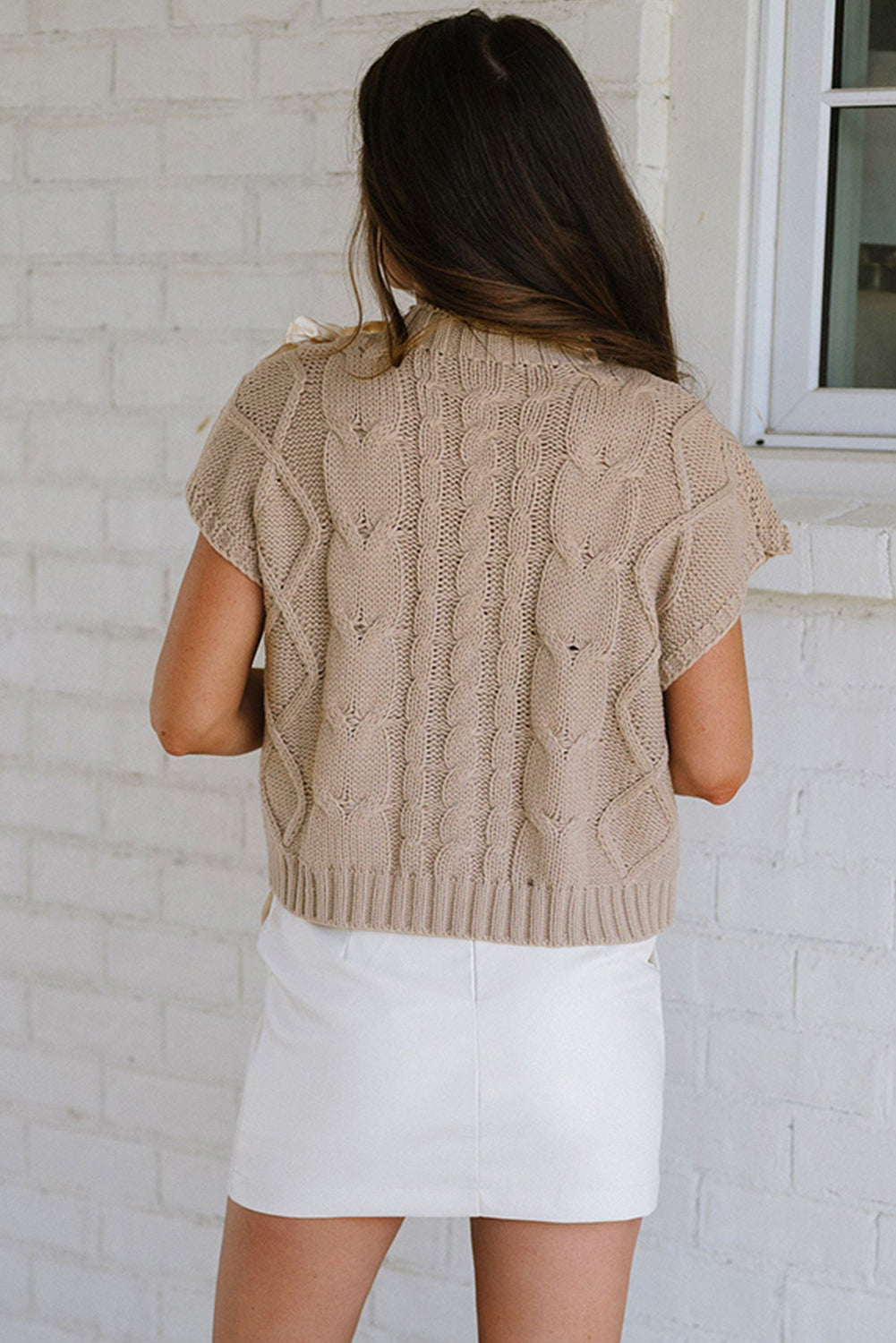 Simply Taupe Satin Bowknot Sweater