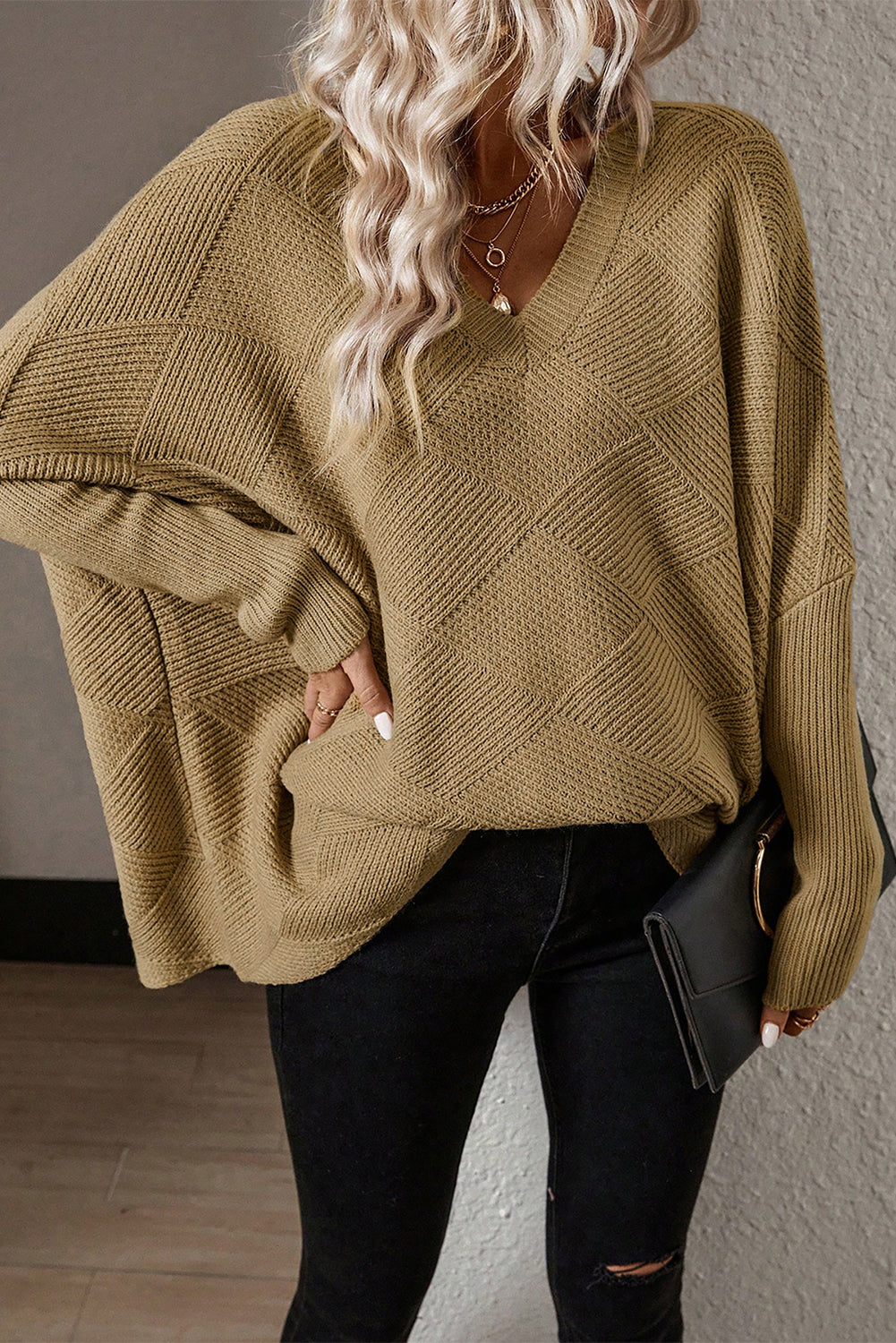 Camel Batwing Sleeve Sweater