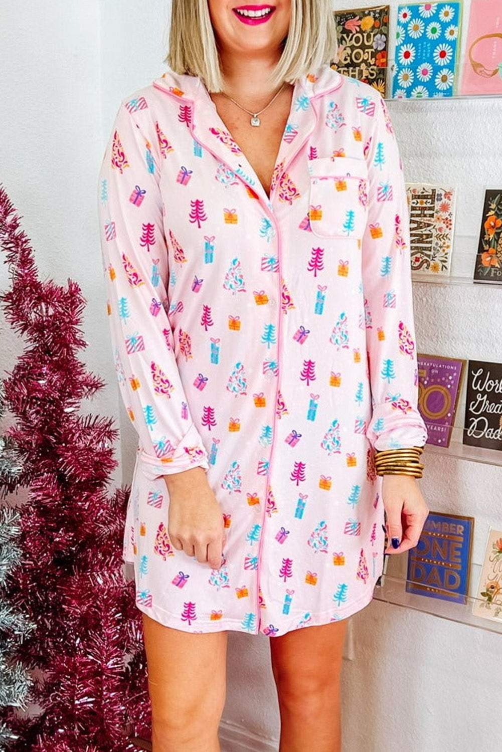 Pink Christmas Tree Pajamas