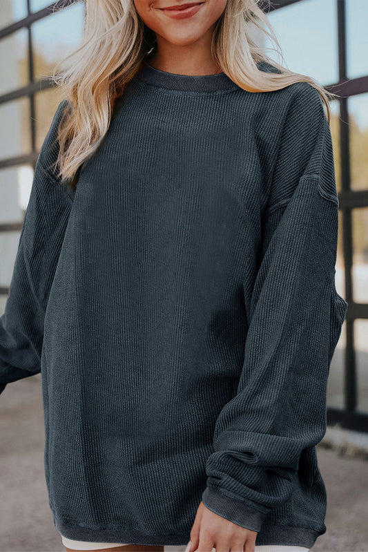 Dark Grey Ribbed Corduroy Sweatshirt