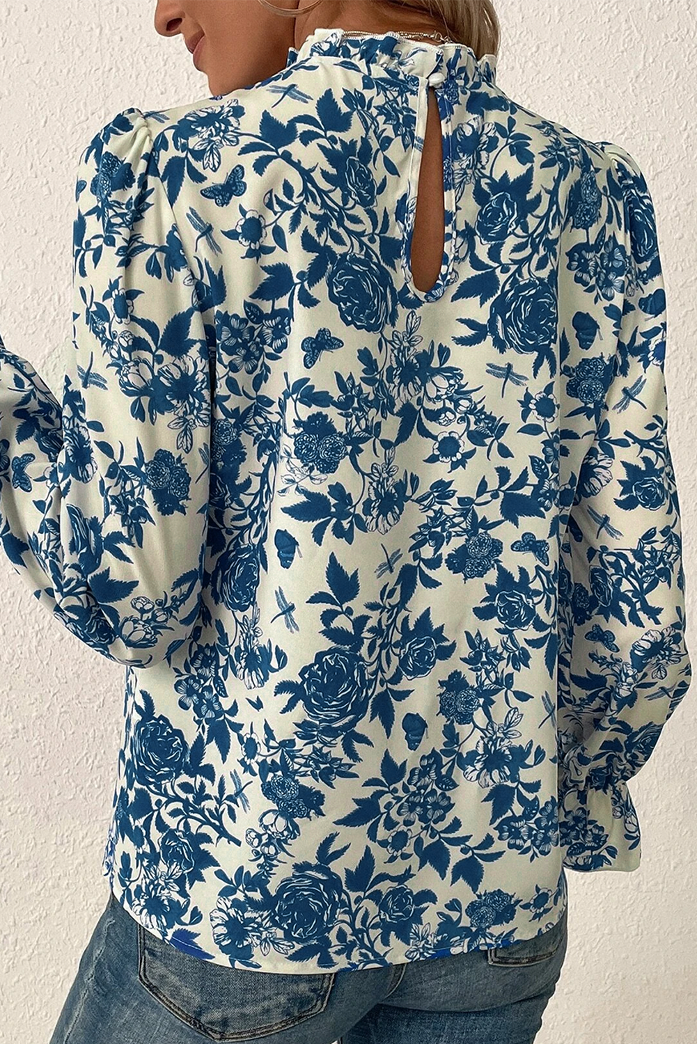 Blue Floral Print Top