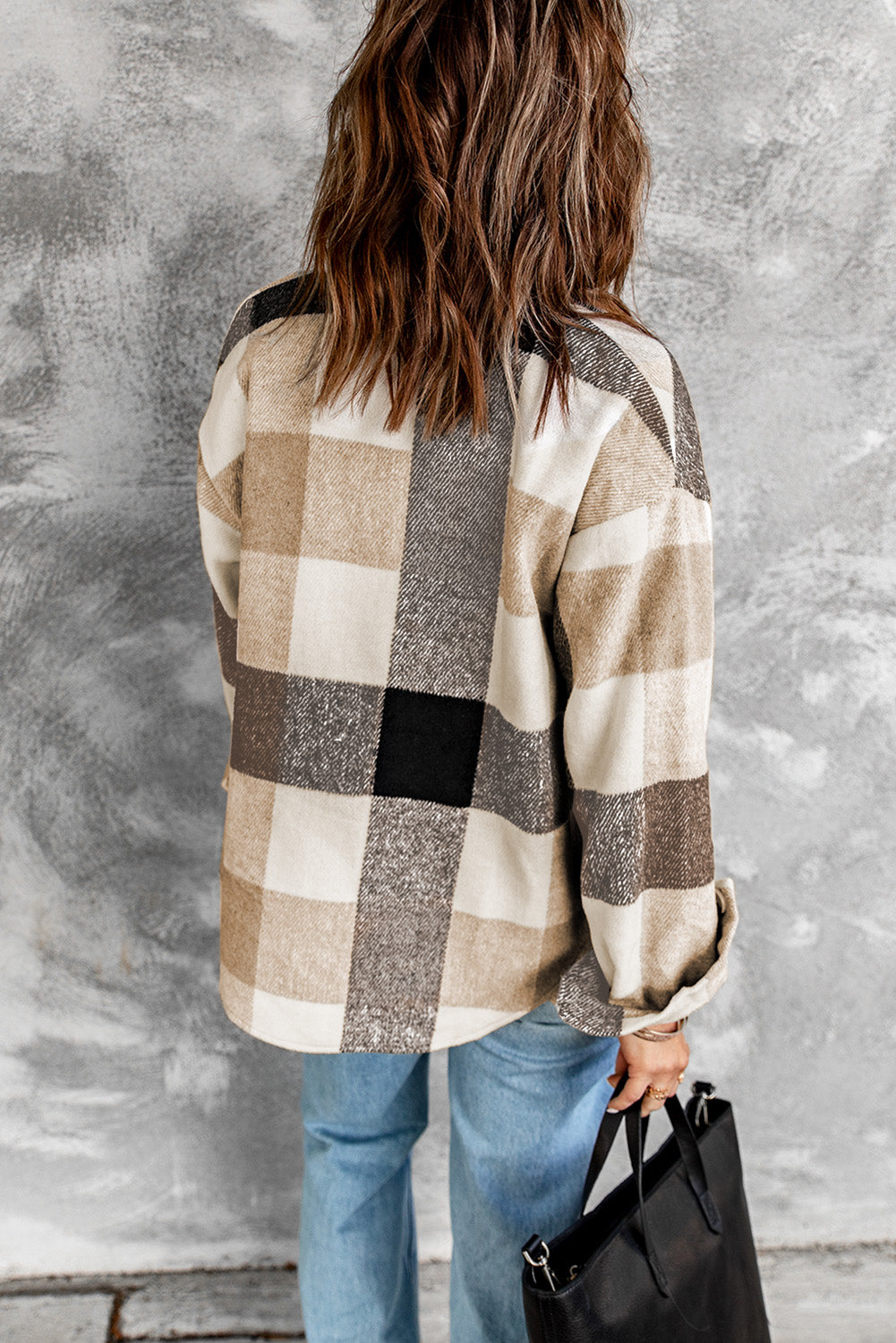 Khaki Plaid Color Block Jacket