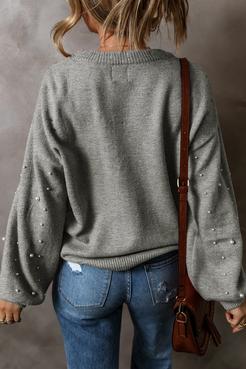 Light Grey Pearled Sweater