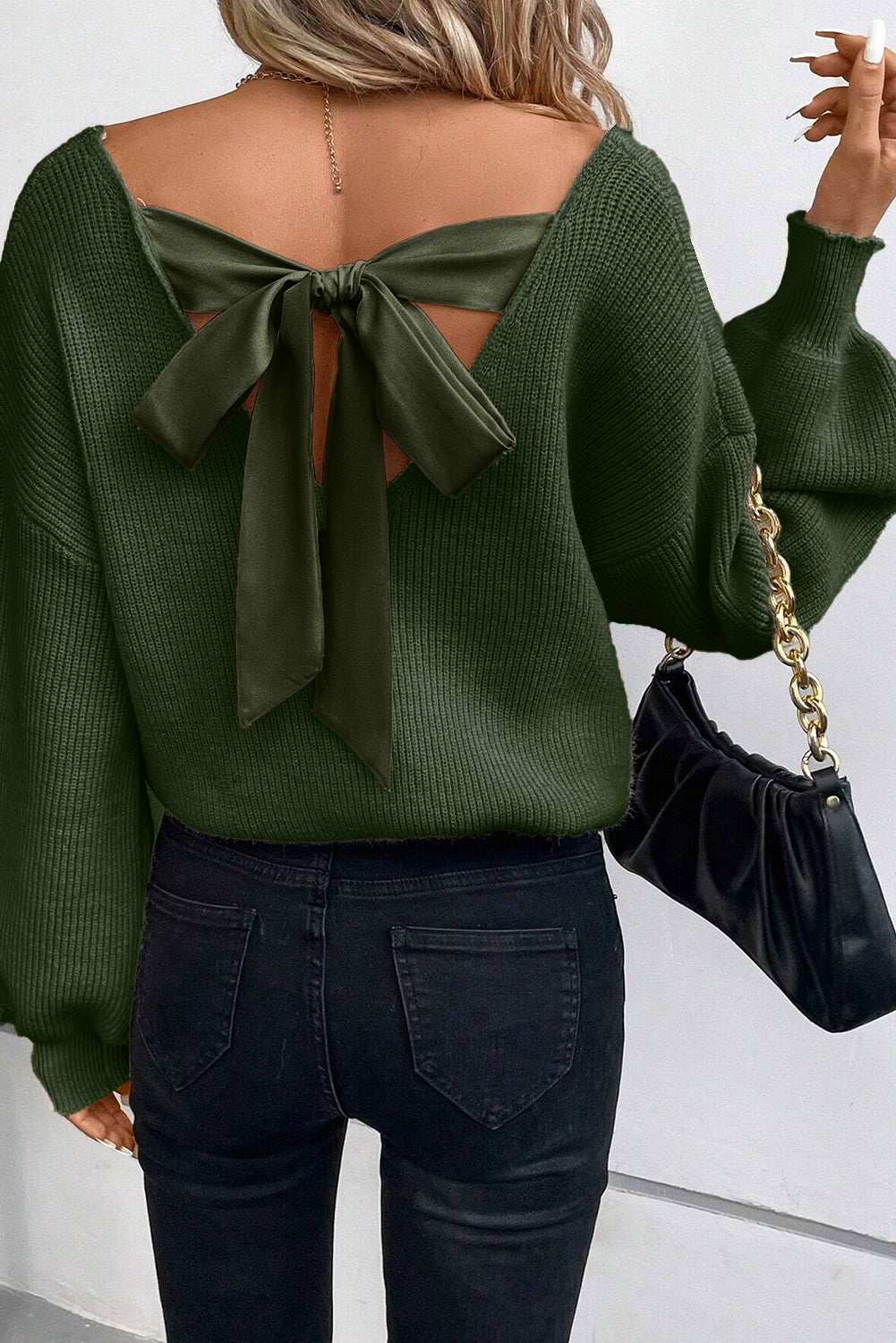 Jungle Green Bowknot Sweater