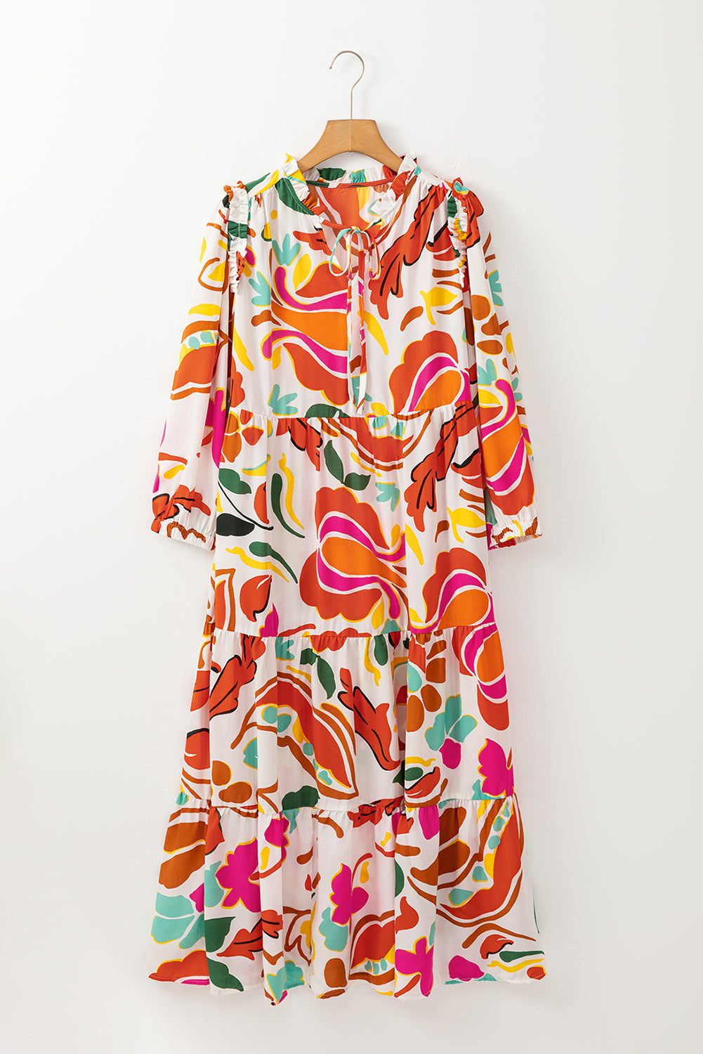 Orange Floral Print Maxi Dress