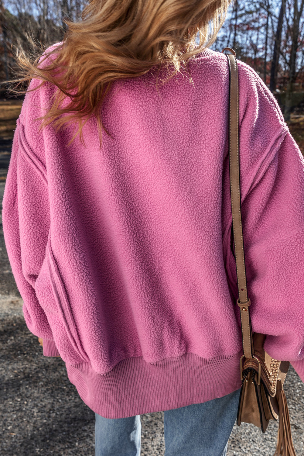 Bright Pink Sherpa Sweatshirt