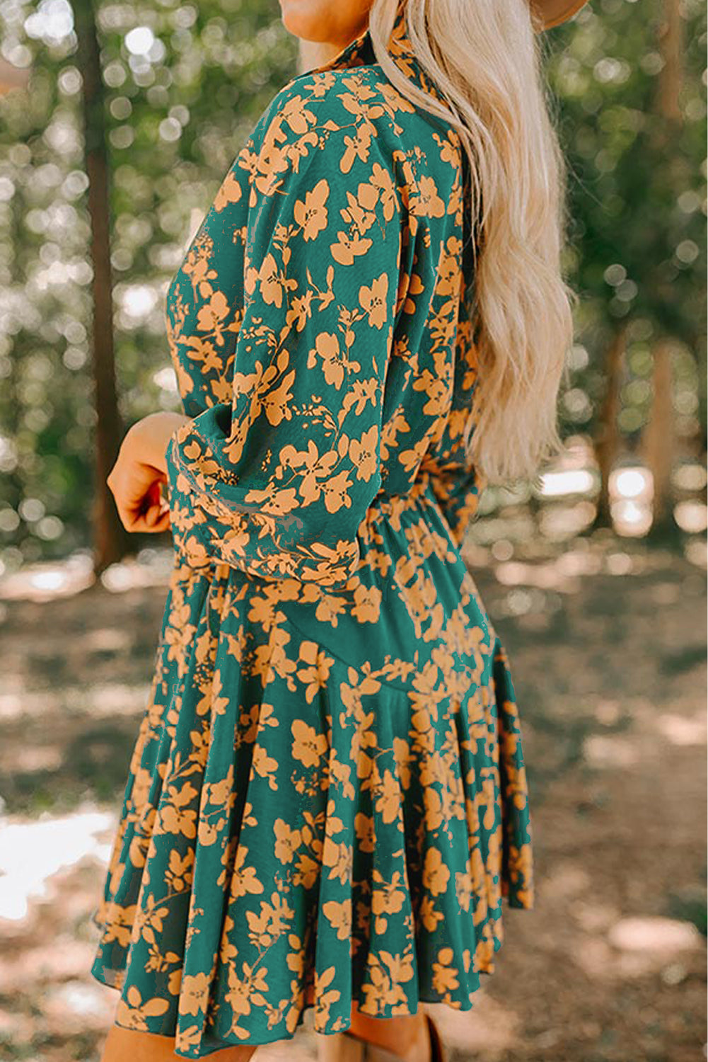 Green Floral Short Dress