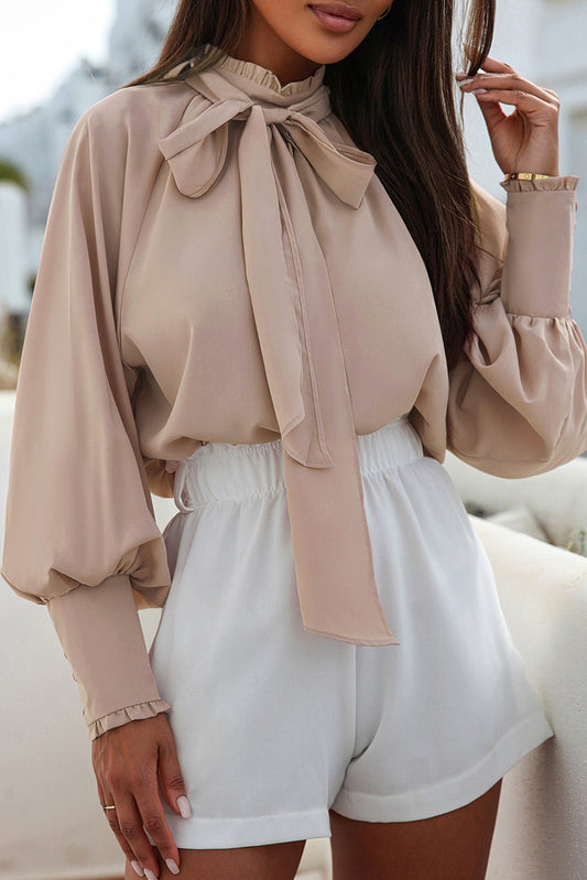 Khaki Frilled Knotted Top