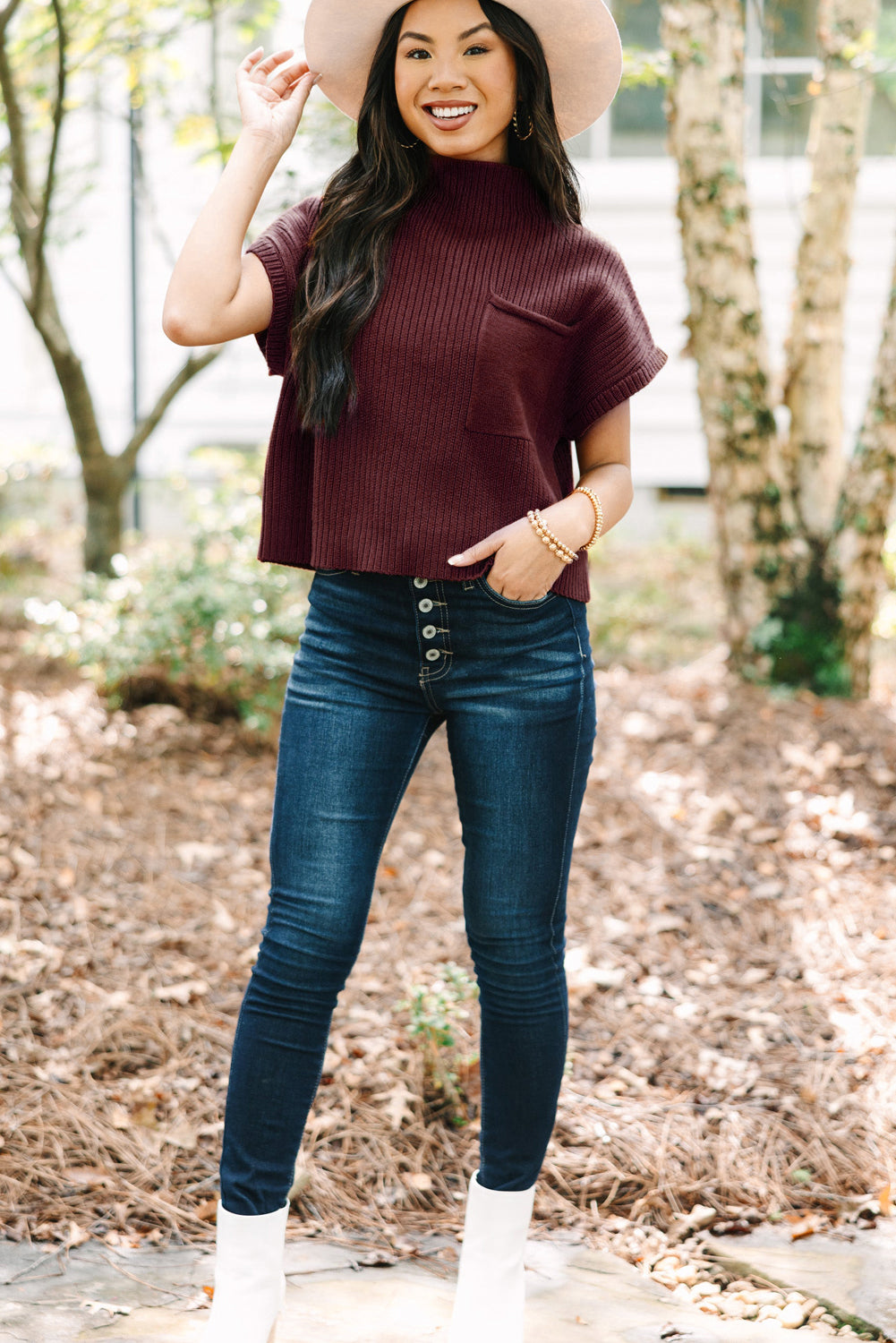 Burgundy Pocket Sweater