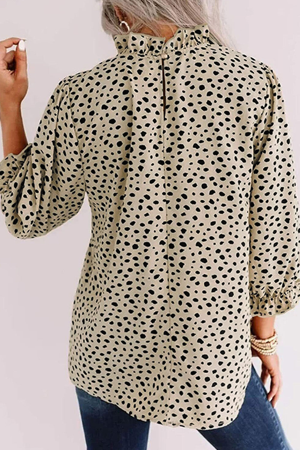 Khaki Frilled Cheetah Blouse