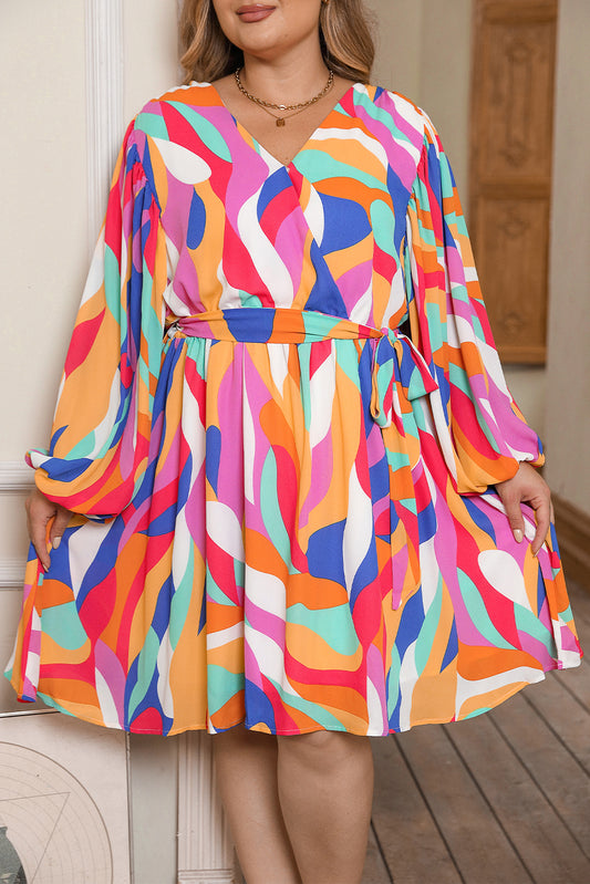 Plus Size Rainbow Abstract Dress