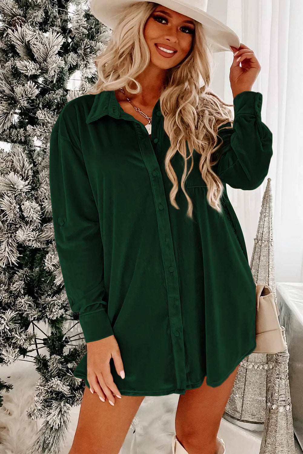 Blackish Green Velvet Mini Dress