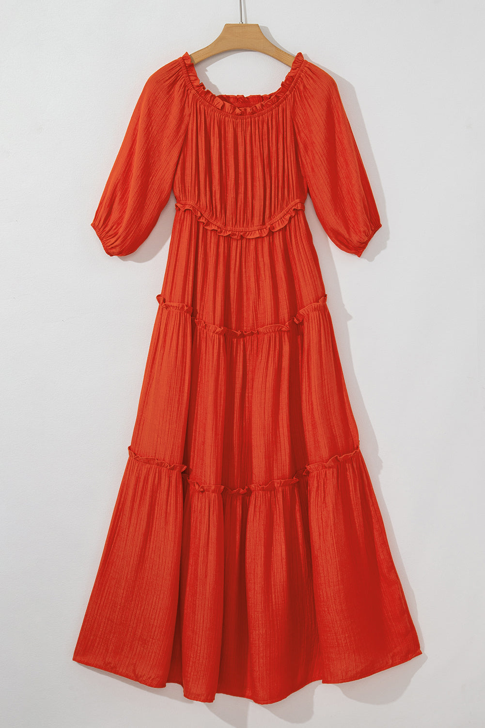 Orange Ruffled Maxi Dress